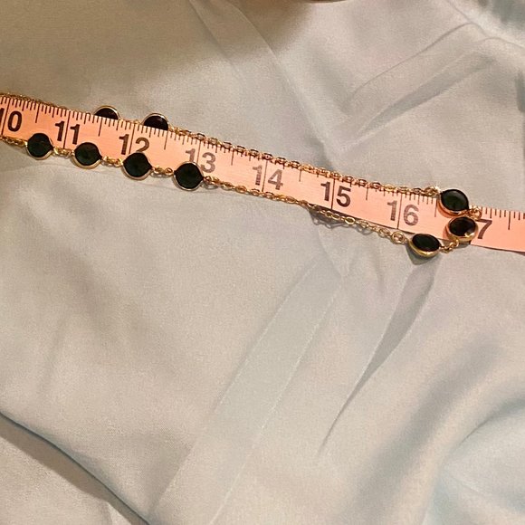 J Crew Gold Blue Crystal Necklace - Picture 9 of 13